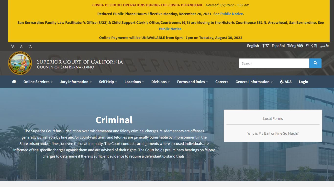 Criminal General Information | Superior Court of California